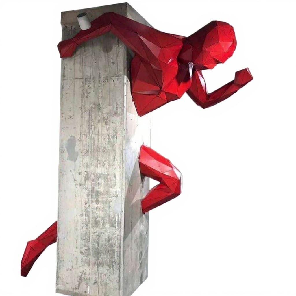 red geometric sculpture