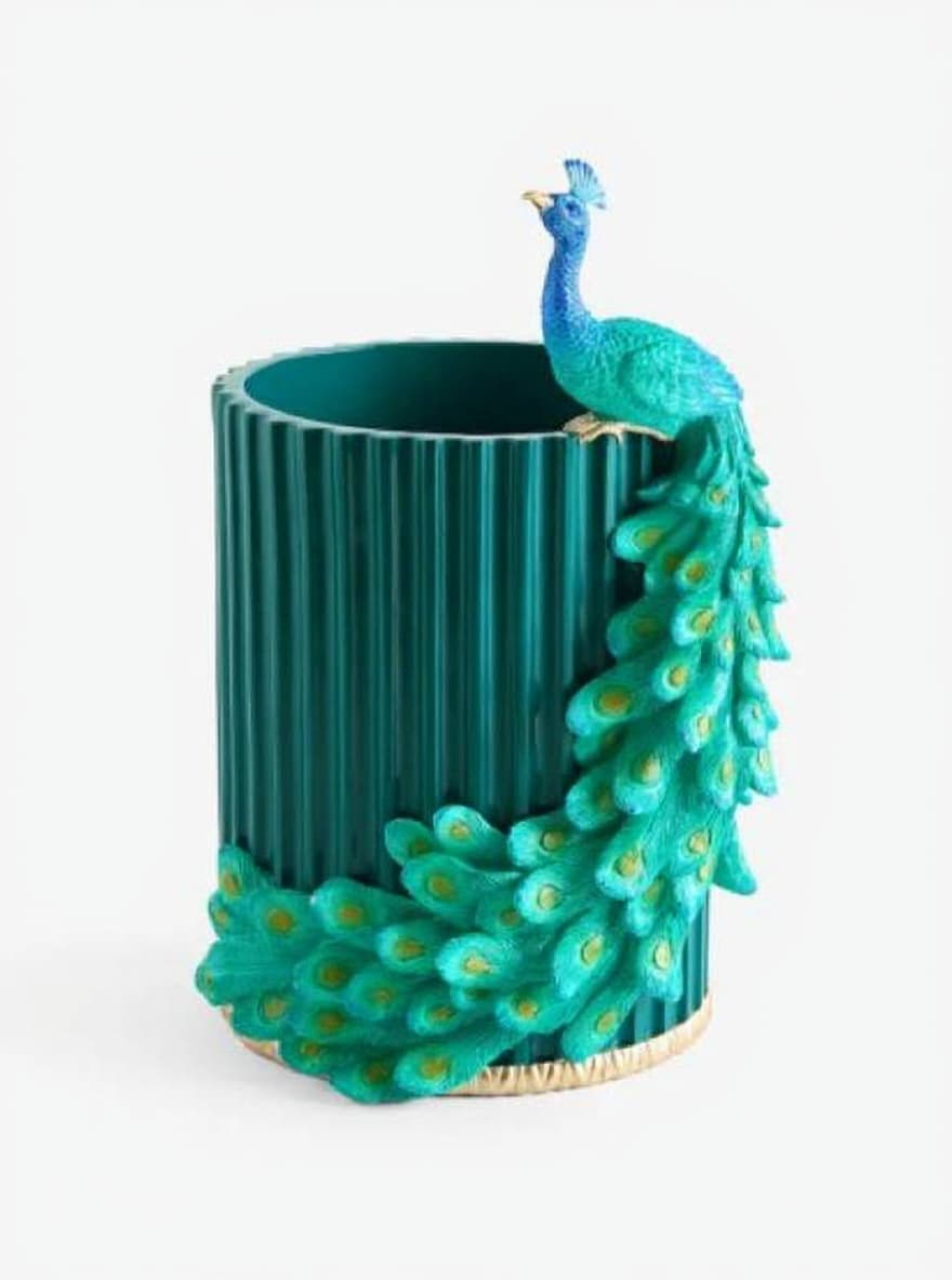 peacock-decorated cup